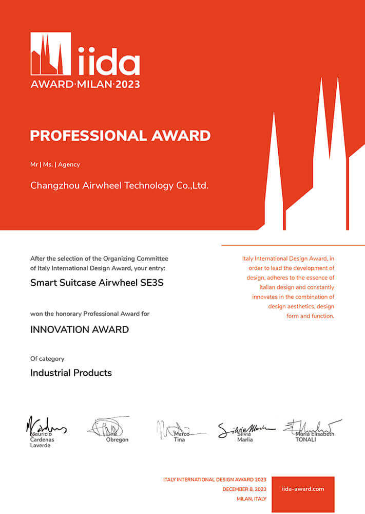Airwheel SE3S/SE3SL iida Italy internation design award